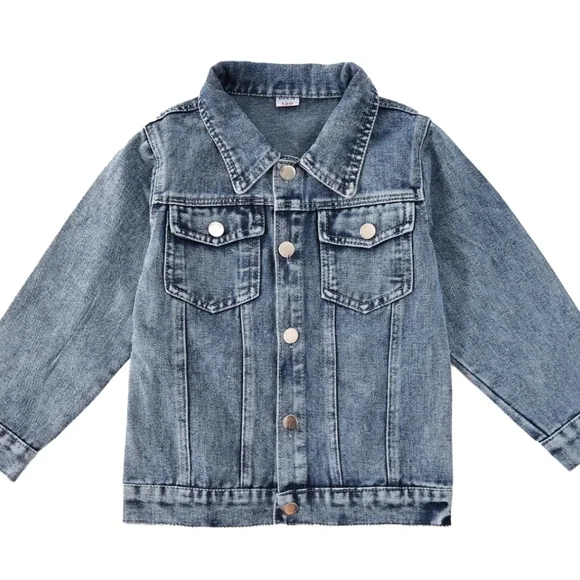 Girls Embroidered Bunny Denim Jacket Soft Cotton Jean Jacket Kids Spring Fall - Picture 2 of 8